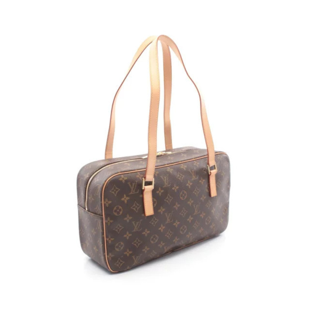 Louis Vuitton Canvas Leather Cite Brown Shoulder Bag Monogram Brown